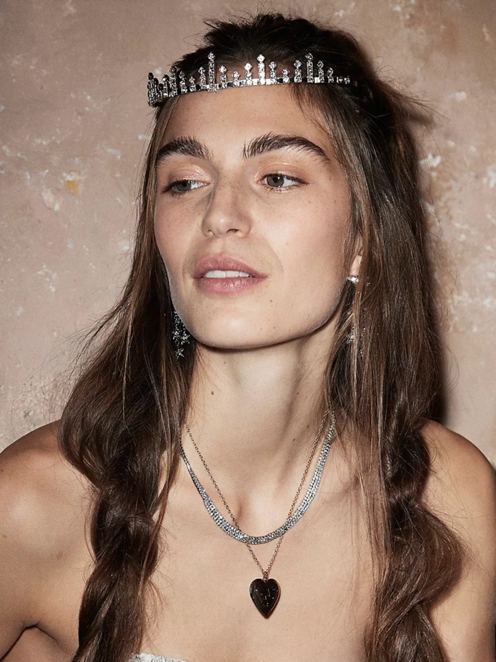 Free People Silver Crystal Tiara Headband